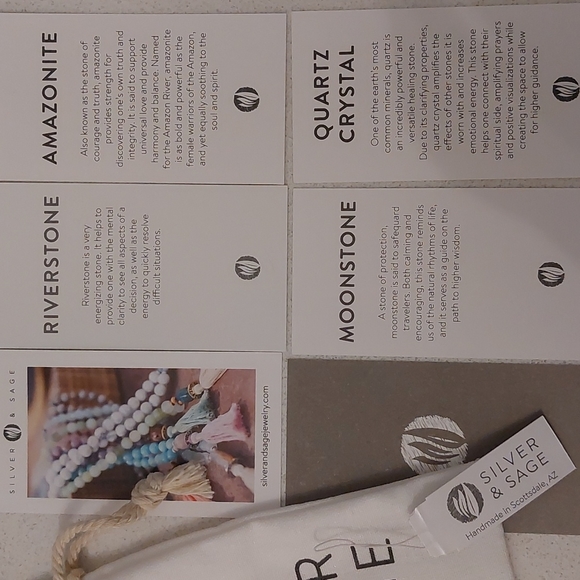 Silver & Sage - Mala Crystal Necklace Amazonite, Riverstone, Moonstone & Quartz - Picture 3 of 8